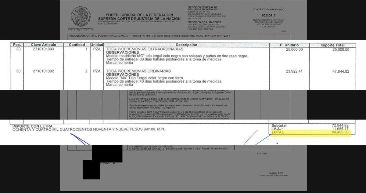 Paga 300 mil pesos por togas para los ministros de la corte la SCJN, cada toga costo un promedio de 26 mil pesos revela <a href="/Froji_MX/">FrojiMX | Periodismo Independiente</a> 

La corte de la "austeridad"