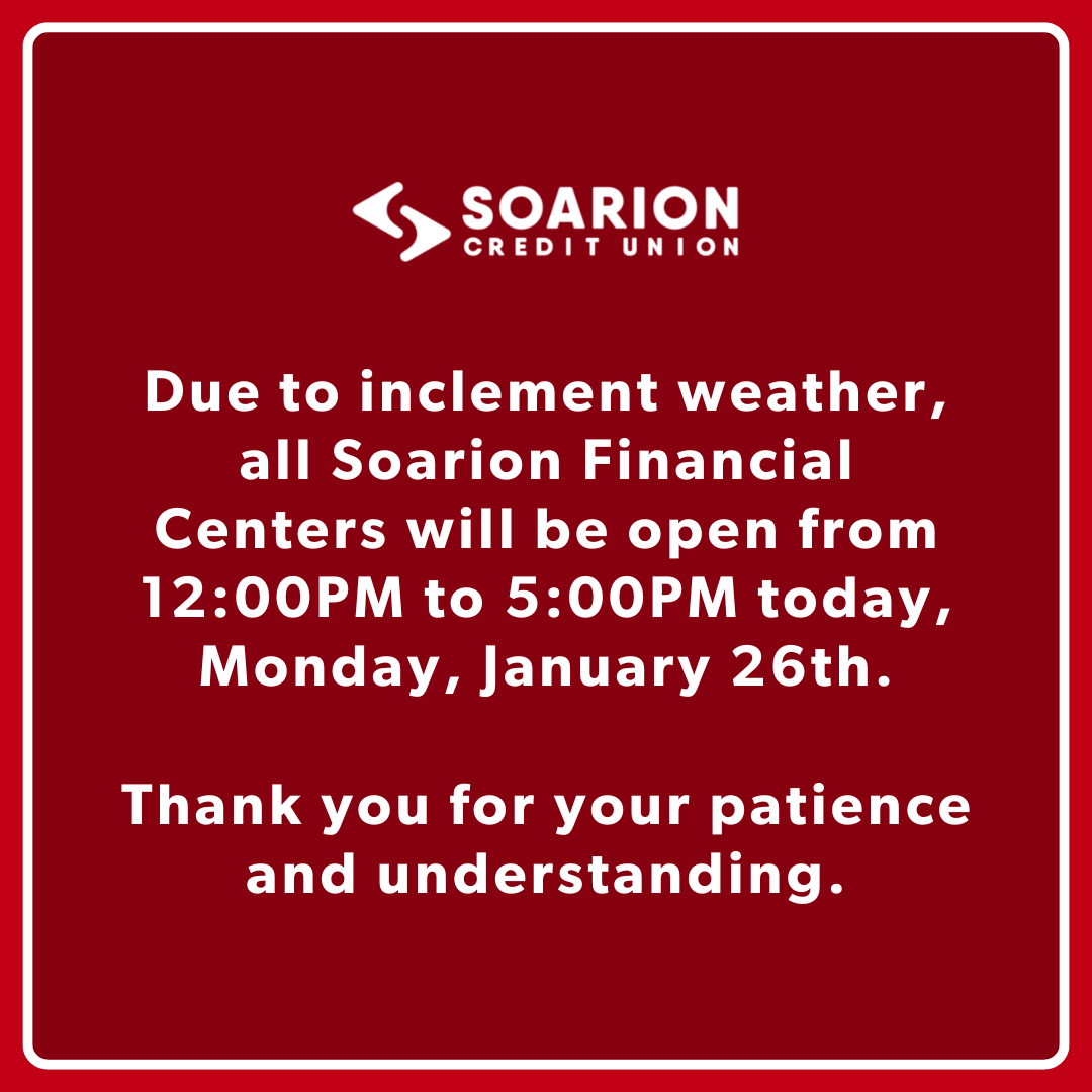 SoarionCU's tweet photo. Adjusted Business Hours - Monday, January 26. https://t.co/QawXb1SwJe