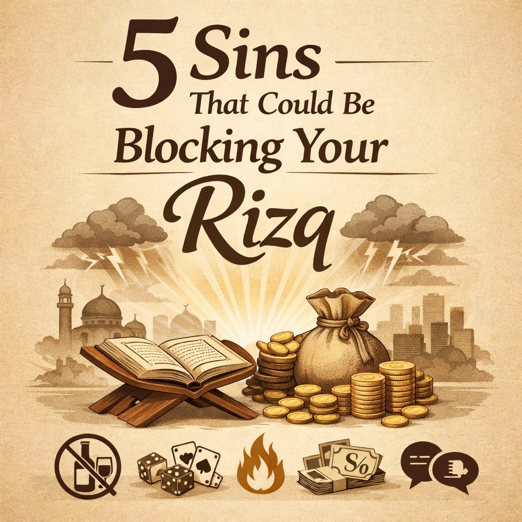 5 Sins That Could Be Blocking Your RIZQ. 

—THREAD 🧵