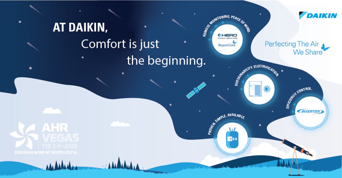 daikin_comfort's tweet image. AHR Expo 2026 is one week away!

📍 Visit Daikin at AHR Expo 2026 - Feb. 2- 4, 2026 
📍 Booth C5716

#ahr #hvac #ahrexpo #daikin #daikincomfort