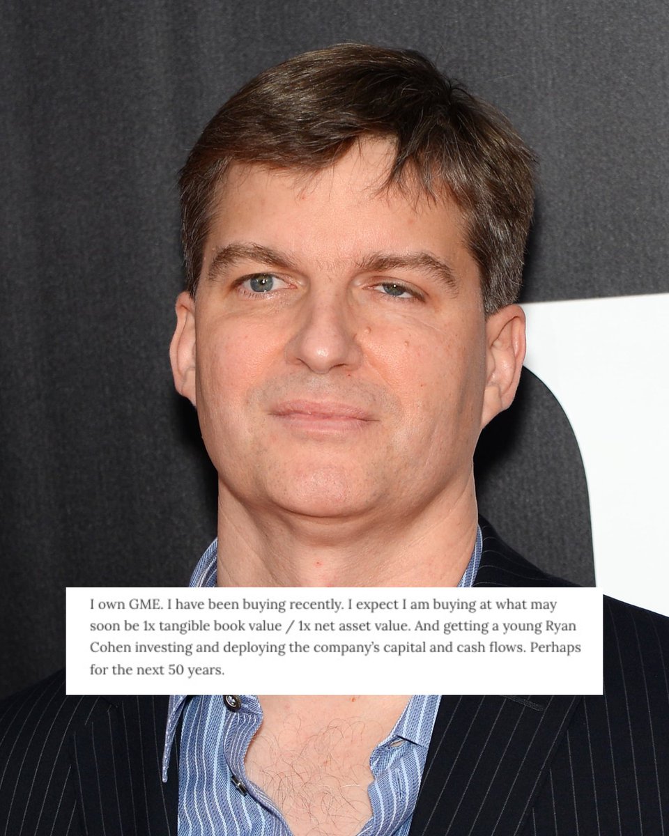 xMarketNews's tweet image. BREAKING🚨 MICHAEL BURRY ANNOUNCES THAT HE OWNS GAMESTOP STOCK $GME