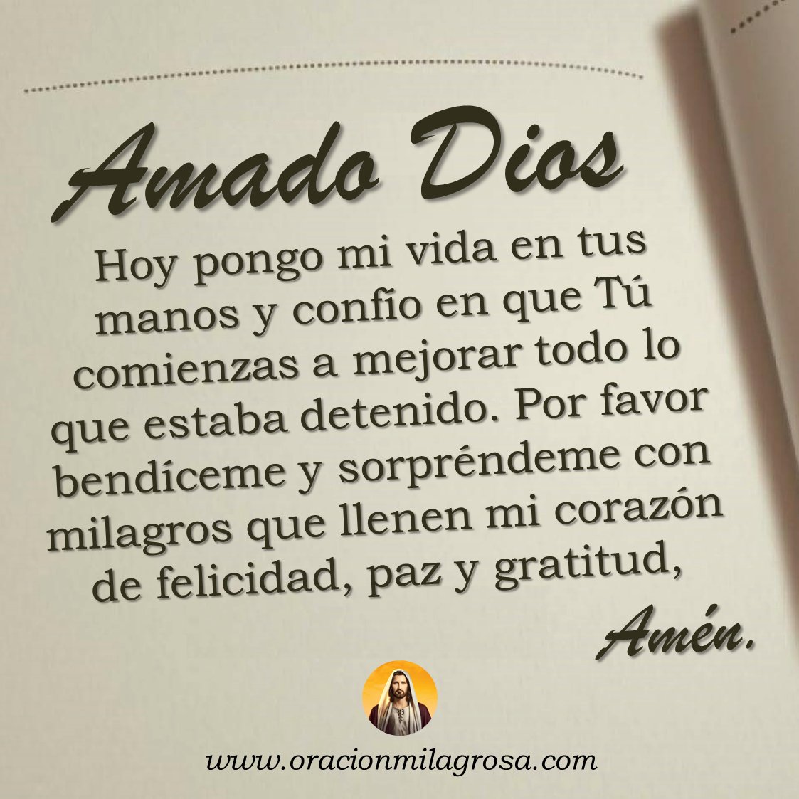 oracion_milagro's tweet photo. ORACIÓN A DIOS PARA MEJORAR TU VIDA: Amado Dios, Te pido que entres en cada área de mi vida que necesita cambio, sanación y esperanza. Por favor permite que hoy vea señales claras de tu amor y de tu generosidad obrando a mi favor.

Mira esta vídeo en: https://t.co/7CXJUAhoGO ✨