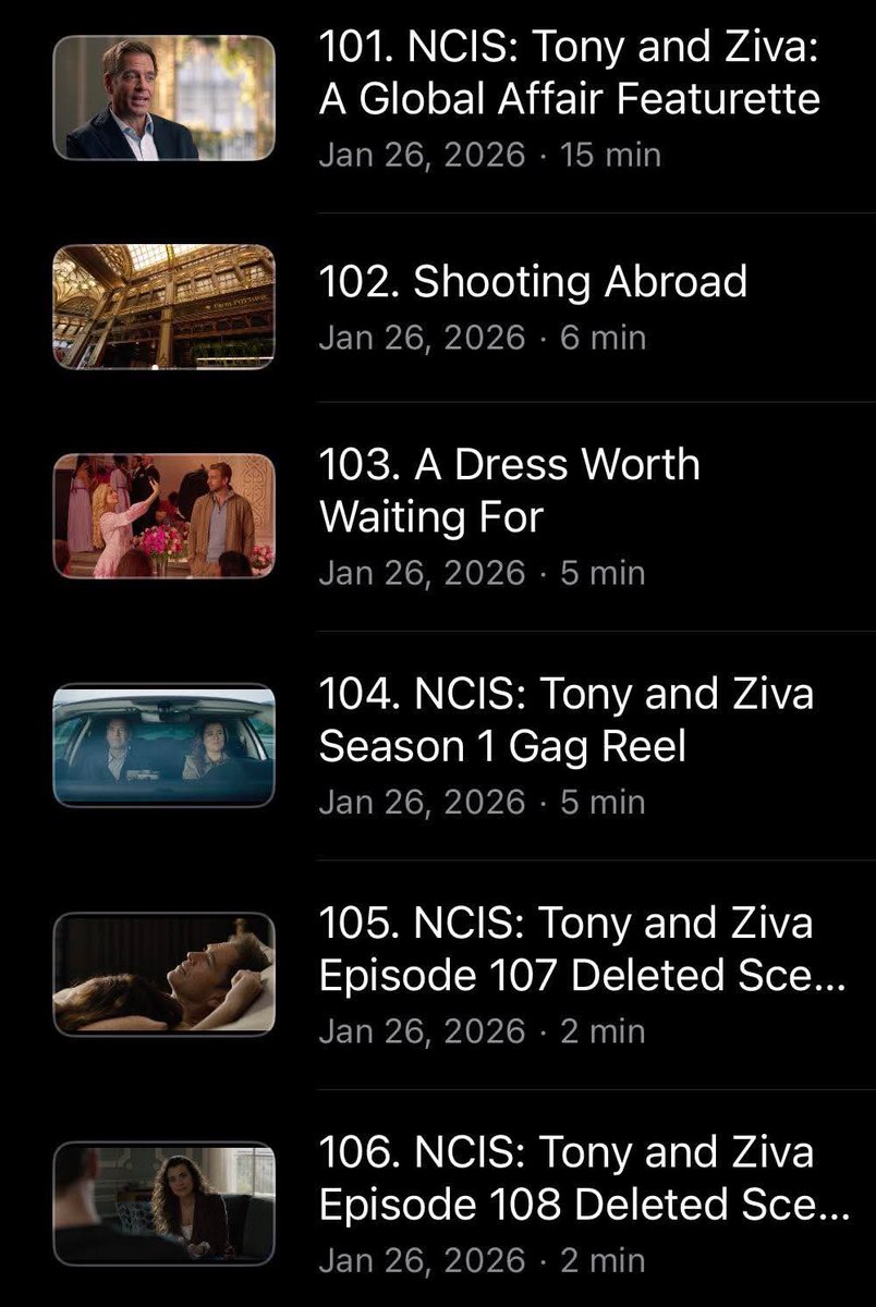 NCISTivaFans's tweet image. NCIS: Tony and Ziva is available NOW for digital purchase an Apple TV.  

This includes two deleted scenes, a gag reel, and three featurettes.  (To comply with copyright laws, PLEASE refrain from posting these scenes when you purchase!). 

Let’s break some more records and show…