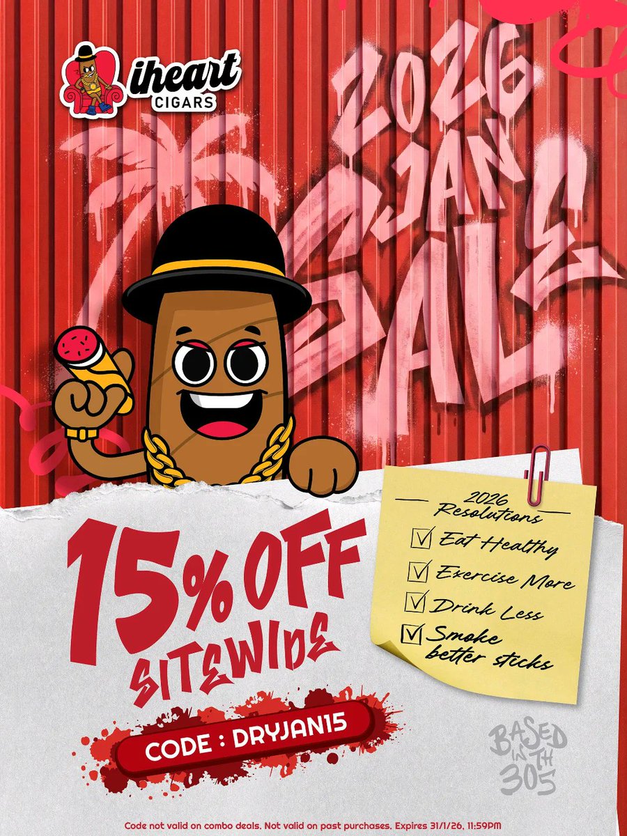 Take 15% off sitewide* on everything from iheartcigars.com/?aff=2 w/Code DRYJAN15

 (Click Link to Activate Discount) Exclusions Apply
Find All Cigar Coupons at cigarfinder.com/coupons
Expires: 01/31/26 or While Supplies Last
Brought to you by Cigarfinder.com
