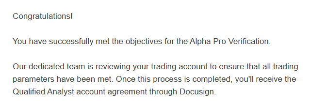We successfully passed Phase 2 of the $10K Alpha Capital challenge.