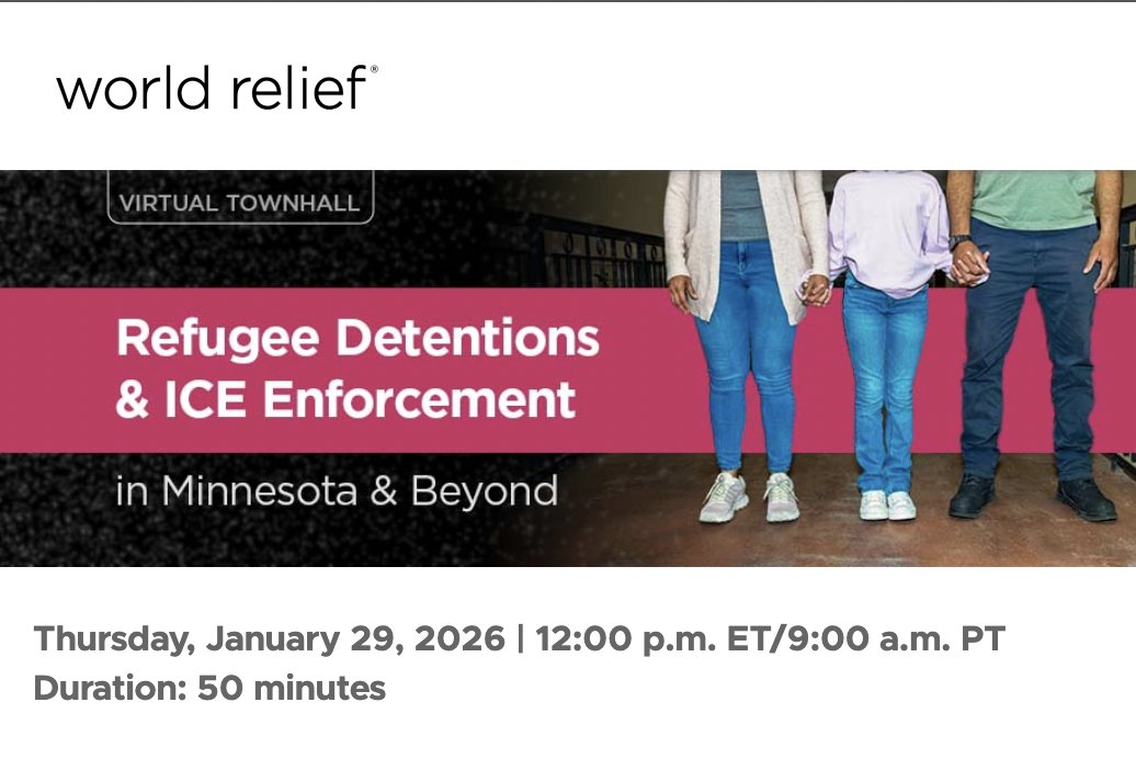 World Relief's Virtual Townhall to discuss Refugee Detentions &amp; ICE Enforcement in Minnesota and beyond. Be part of the conversation on this important issue.

REGISTER: discover.worldrelief.org/refugees-and-i…