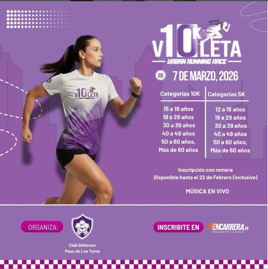 infodeportesuy's tweet image. Info Deportes Uruguay : 10K VIOLETA DEFENSOR PASO DE LOS TOROS infodeportesuruguay.blogspot.com/2026/01/10k-vi… #running #defensor #pasodelostoros #tacuarembo