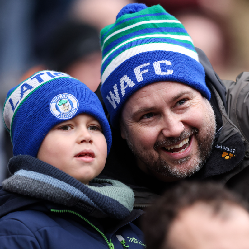 LaticsOfficial's tweet photo. On home soil to take on Luton Town tomorrow night. 🏡  👊

We need you right behind Gary, Perks and the lads - tickets are on sale until kick-off. 👇

#wafc 🔵⚪️