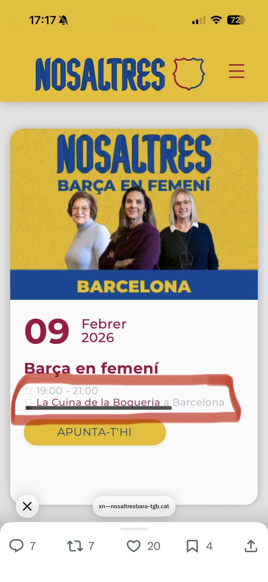 bonbehi's tweet photo. Ès indignant que feu un acte on parleu de Barça en femení a una cuina @NosaltresFCB . Quina vergonya!!! Com a sòcia del Barça ho tenia clar a qui havia de votar, però espero que la resta de socis i sobretot de sòcies a partir d’ara sàpiguen a qui NO votar https://t.co/wnqq3VmEWk