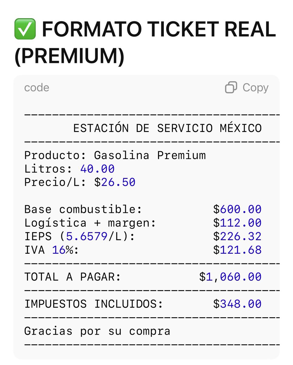 acastagne's tweet image. Si el gobierno obligara a desglosar los impuestos que pagamos en combustible en las estaciones de servicio (Gasolinera) de esta manera se verían, pueden observar la cantidad de impuesto que pagamos a la Secretaría de Hacienda !!!