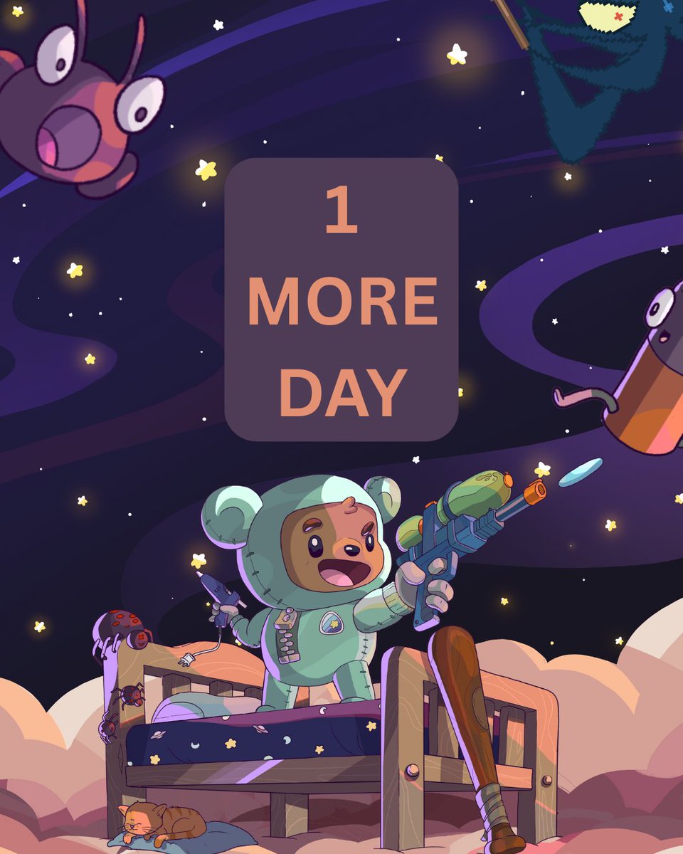 DayliteBasement's tweet photo. ONE MORE DAY ONE MORE DAY ONE MORE DAY. TOMMORROW RBA WILL BE RELEASED ON #xbox #steam and #epic!

#indiedev #gamedev #twinstick #bullethell https://t.co/fSXiANL78J