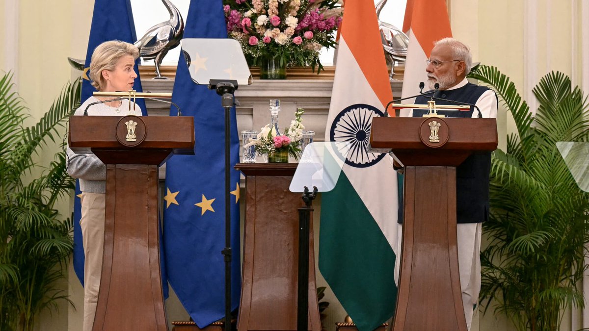 Il concernera 2 milliards de personnes et 25% du PIB mondial: l'UE et l'Inde vont signer le plus grand accord commercial jamais signé (avec une baisse des droits de douane de 90%)
l.bfmtv.com/yNFb