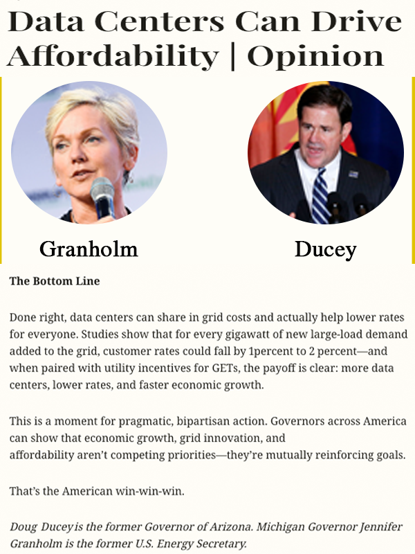 Couple of former U.S. governors from very different states agree on #economicopportunity, #innovation, and #affordability. Maybe they're on to something. newsweek.com/data-centers-c…