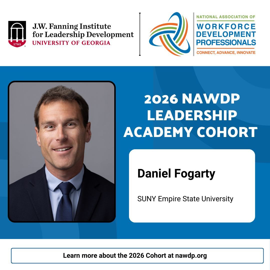 NAWDP's tweet photo. We’re proud to recognize Daniel Fogarty, SUNY Empire State University, as a participant in the 2026–27 #NAWDPLeadershipAcademy.

Learn more about the Leadership Academy and the upcoming cohort:
https://t.co/hhJ8Ibqp7E

#WorkforceLeadership #LeadershipDevelopment #NAWDP https://t.co/7JRtuJyarL