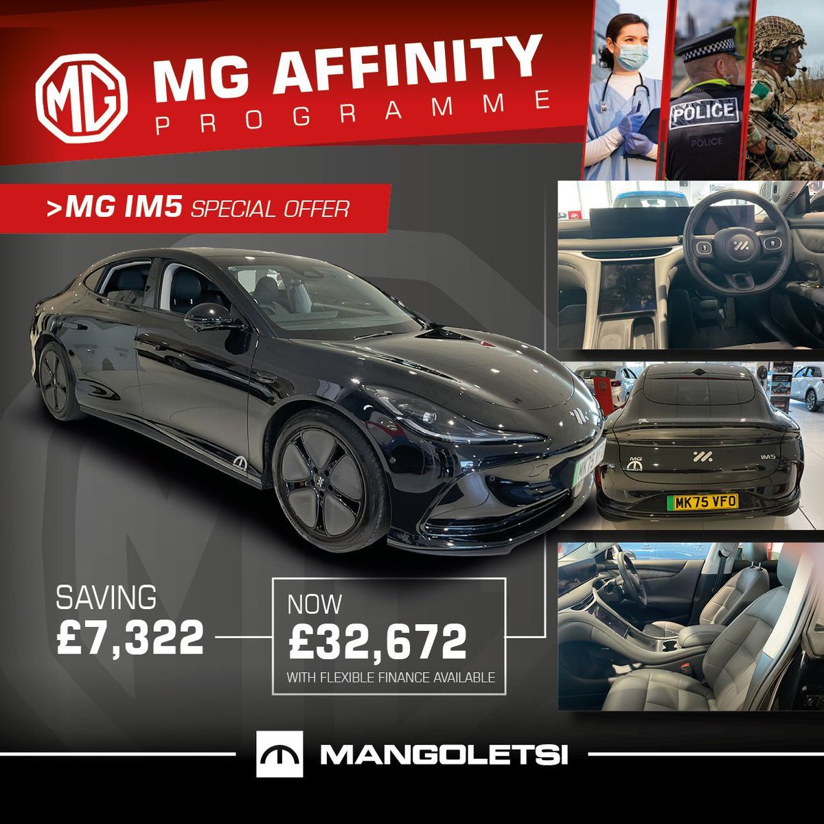 Serving Those Who Serve 🚑🚓

With the MG Affinity Programme, eligible key workers can save £7,322 on the MG IM5 the new ground braking saloon from MG. Now £32,672 with flexible finance available. 

#cheshireeastcouncil #cheshirewestandchester
