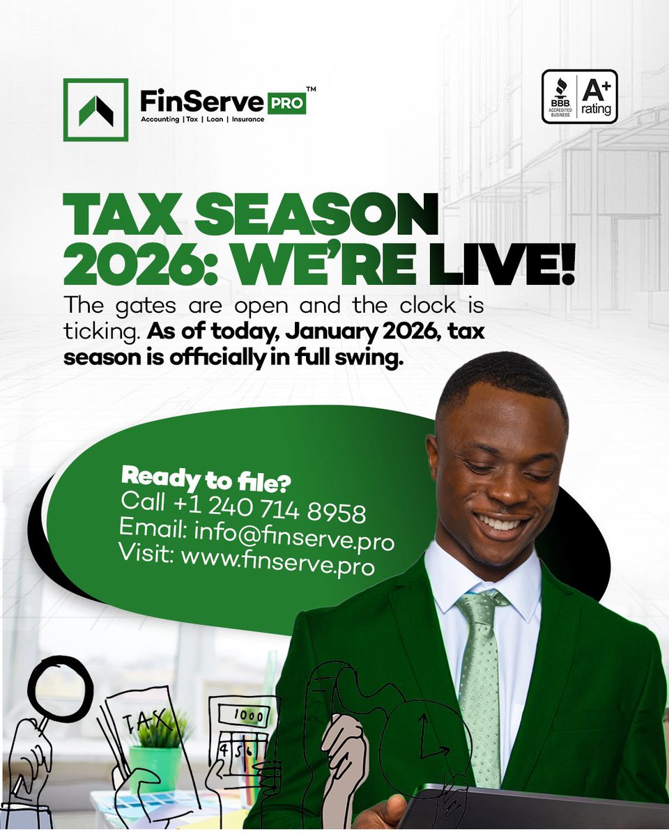 Don’t wait till the last minute, early filing means faster refunds, better planning, and peace of mind.

This season, choose clarity, compliance, and confidence. Let’s get those taxes done the right way. Choose FinServe pro. 

Reach out via (240) 714-8958 or click the link in bio