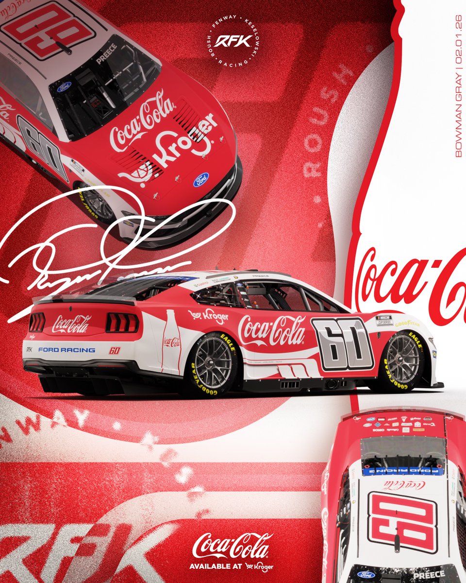 RFKracing's tweet image. Nothing beats an ice cold Coke. 🧊  

 We're bringing the classic Coca-Cola colors to the Clash this weekend. 🥤