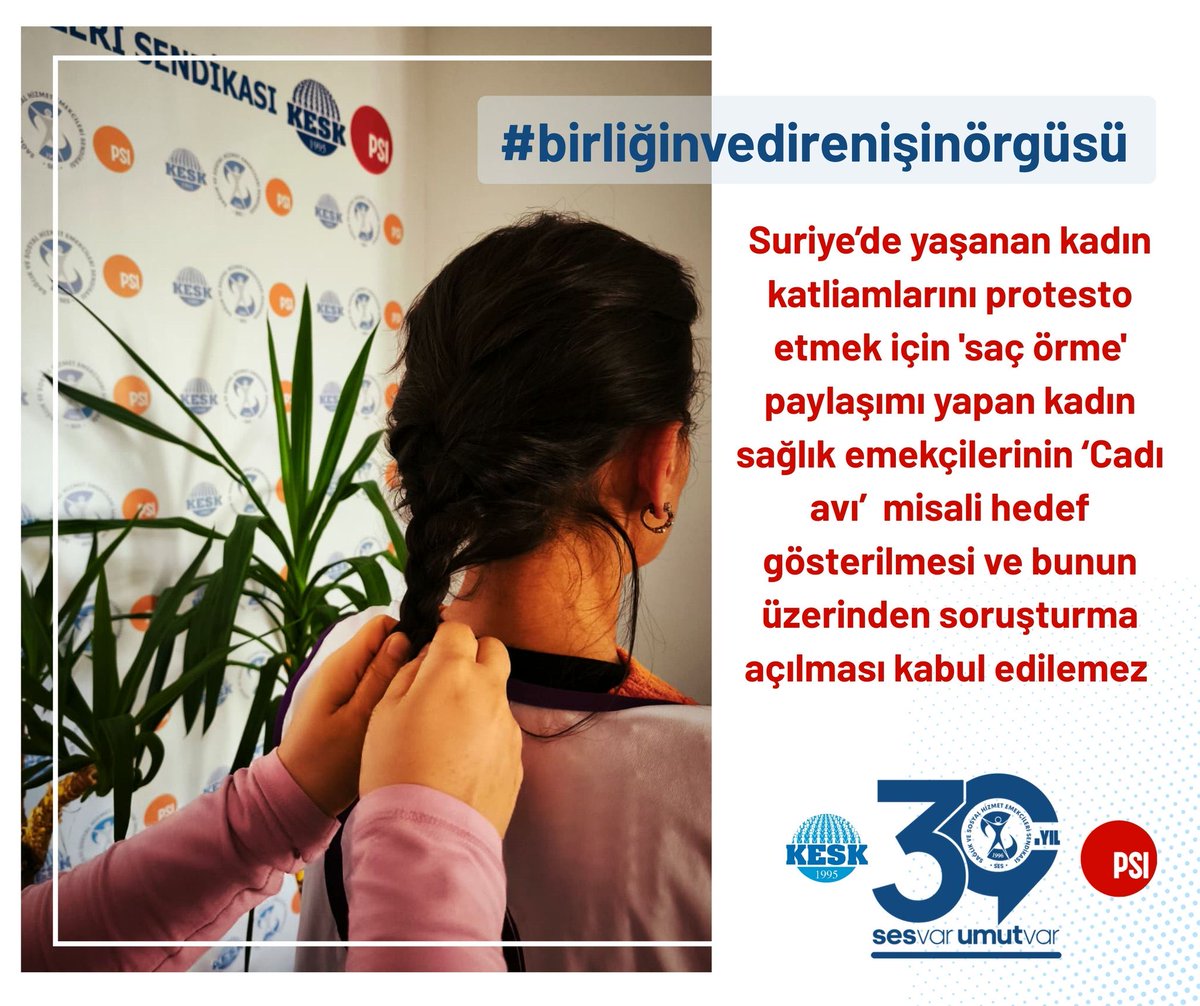 #birliğinvedirenişinörgüsü
Yalnızca saç ördüğü için, pasif bir eyleme katıldığı için bir hemşirenin açığa alınması kabul edilemez !!!