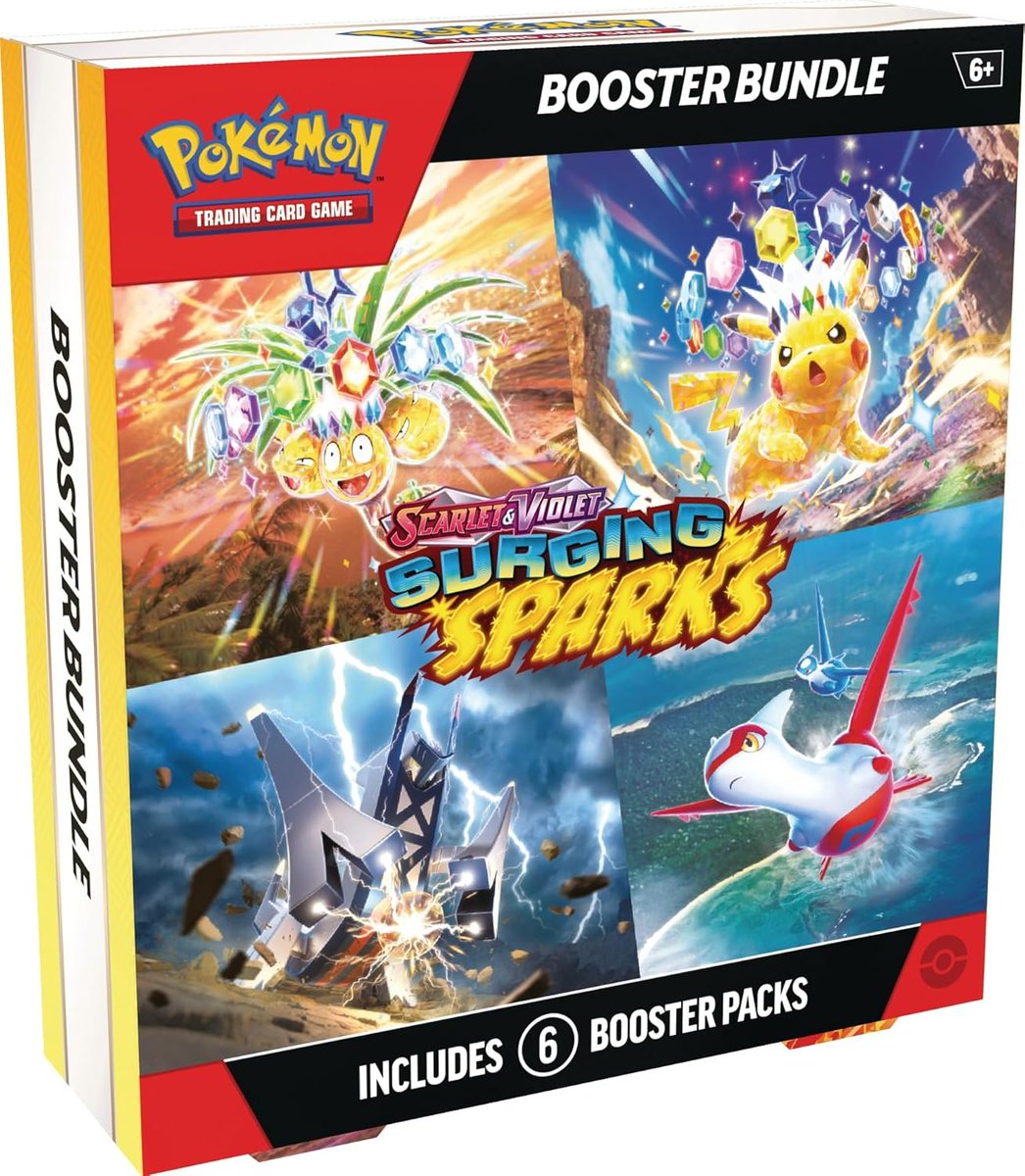 pokemoninstock's tweet image. Alert #PokemonTCG #SurgingSparks: the Pokemon TCG SV8 Surging Sparks Booster Bundle is back on Amazon US for $39 via seller Amazon!

⚡️ Click here: amzn.to/4t5Jn82 #ad