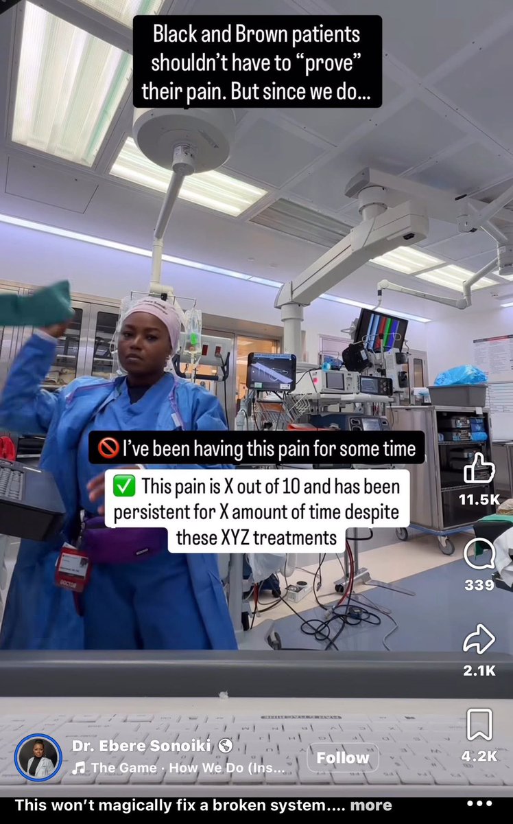 Snow_Blacck's tweet image. REPOSTING FOR AWARENESS 🔥

This doctor is sharing how to advocate for yourself as black and brown patients experiencing pain: