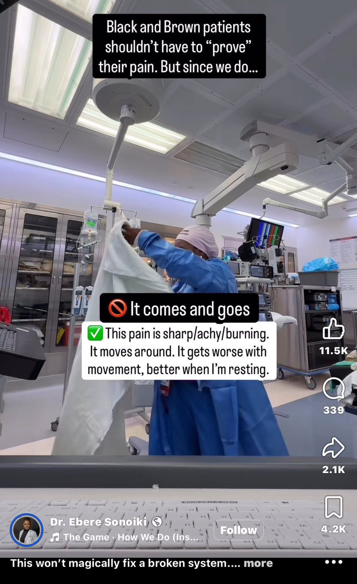 Snow_Blacck's tweet image. REPOSTING FOR AWARENESS 🔥

This doctor is sharing how to advocate for yourself as black and brown patients experiencing pain: