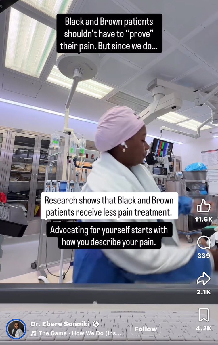 Snow_Blacck's tweet image. REPOSTING FOR AWARENESS 🔥

This doctor is sharing how to advocate for yourself as black and brown patients experiencing pain: