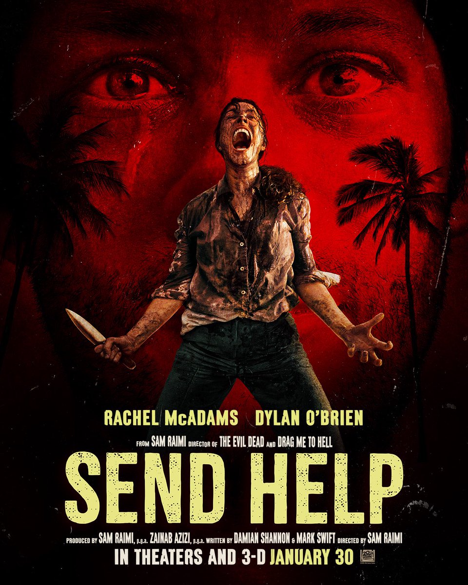 FilmUpdates's tweet image. Sam Raimi’s ‘SEND HELP’ starring Rachel McAdams and Dylan O’Brien debuts at 93% on Rotten Tomatoes.

In theaters January 30.