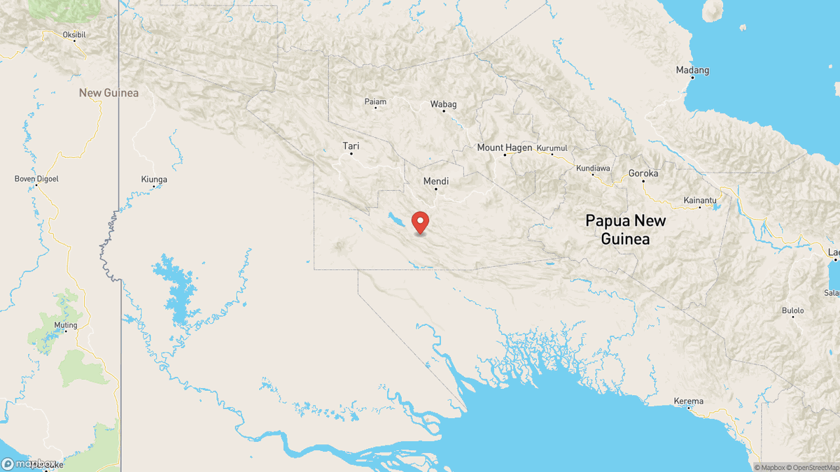 QuakeAlerts's tweet photo. A magnitude 5.6 earthquake took place 45km South of Mendi, Papua New Guinea at 17:06 UTC (7 minutes ago). The depth was 22km and was reported by EMSC. #earthquake #earthquakes #Mendi #PapuaNewGuinea https://t.co/ssiyfnhbYg