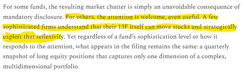 MrMojoRisinX's tweet image. #DAAS Disclosure-as-a-Strategy

"A few sophisticated firms understand that their 13F itself can move stocks and strategically exploit that reflexivity."

Burry learned this the hard way in GME 1.0, and Cohen is the master of his domain.

Burry is back, but this time he sees it.