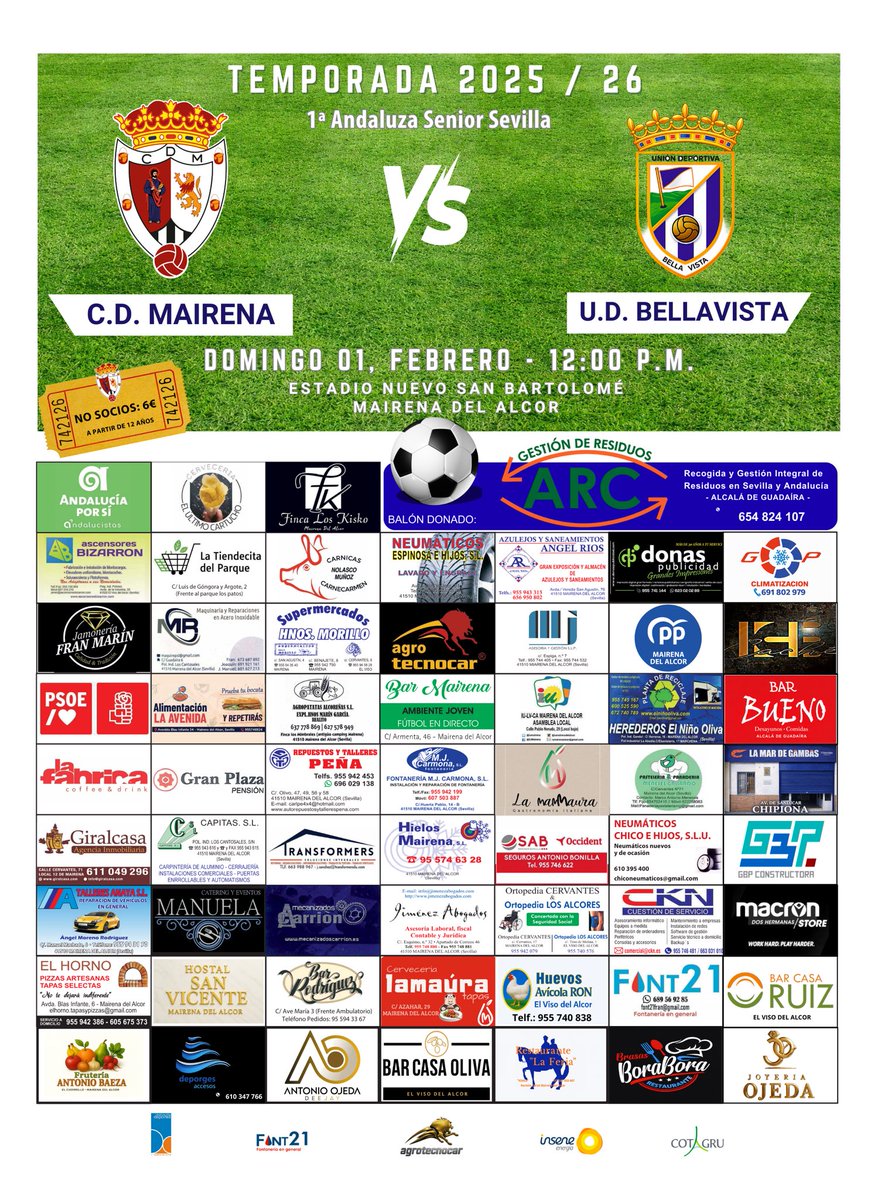 CDMairena1922's tweet photo. 💚 Cuando el fútbol va más allá del balón 💚

Queremos agradecer públicamente a Gestión de Residuos ARC y, en especial, a Alejandro Ramírez, por su mensaje y su forma de entender la colaboración con nuestro club.

Renunciar a un balón firmado para que tenga un fin benéfico y proponer que el saque de honor lo realice un niño o niña en una situación especial dice mucho de los valores que hay detrás de una empresa.

Para nosotros es un orgullo contar con colaboradores así: comprometidos, cercanos y con sensibilidad social.
El fútbol es pasión, pero también es solidaridad, inclusión y personas.

¡Gracias por sumar y por hacerlo desde el corazón! 🤝⚽💚

#CDMairena #mairenadelalcor #RFAFSevilla #VamosMairena #alcaladeguadaira #RFAF #sevilla #andalucia @fans #udbellavista #bellavista