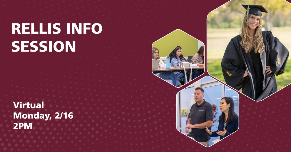 rellisedu's tweet photo. Interested in the RELLIS Academic Alliance? Join us for this month's Recruitment Fair on February 16th from 1 pm to 2 pm! Register using this link: https://t.co/swp4ULAjLE

#RELLIS #RELLISRISE #Recruitmentfair https://t.co/QFBFtiCfDs