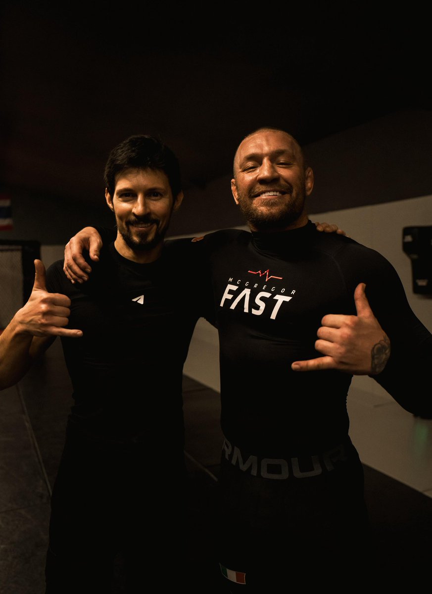 TheNotoriousMMA's tweet image. My brother Pavel Durov! 💪 

In a world where governments are tightening their grip on our freedoms, big respect to Pavel Durov, the unbreakable force behind Telegram! 

This man is a true fighter: exiled from Russia for refusing to sell out user data, building an empire on…