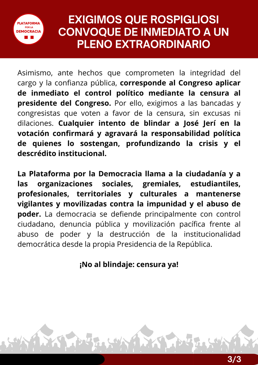 PlataformaXLademocracia Perú tweet media