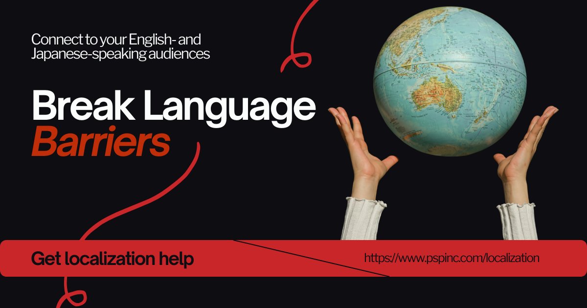 Break language barriers with PSPINC! From content translation to multilingual web design &amp; marketing, we help you connect with both English and Japanese audiences. 🌐🤝 pspinc.com/localization

#business #japanese #web
