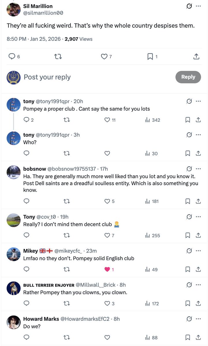 Scummers continue to embarrass themselves.

Have to be one of THE most deluded and boring clubs in the English pyramid. 

Famous for protecting paedophile Bob Higgins and getting piped 9-0 twice. 

The shame of the south coast.

#pup #portsmouth #pompey