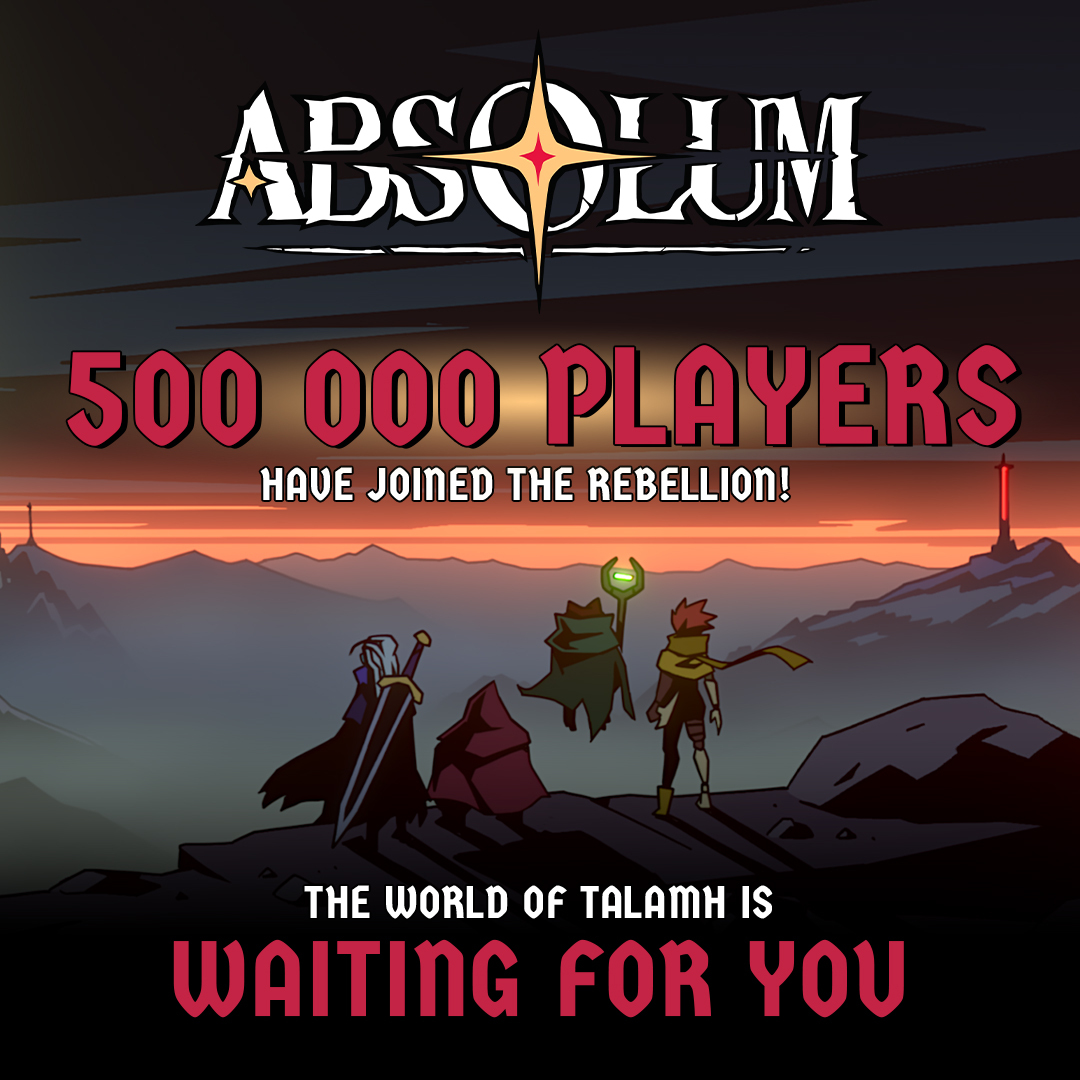 Over 500,000 Rebels have joined the resistance in Talamh!

From the high enchantress Uchawi and the whole Absolum team — thank you! ✨

To celebrate, Update 1.1: Threads of Fate arrives on February, 12th! Get ready for new challenges, corrupted regions, new customisation &amp; more.
