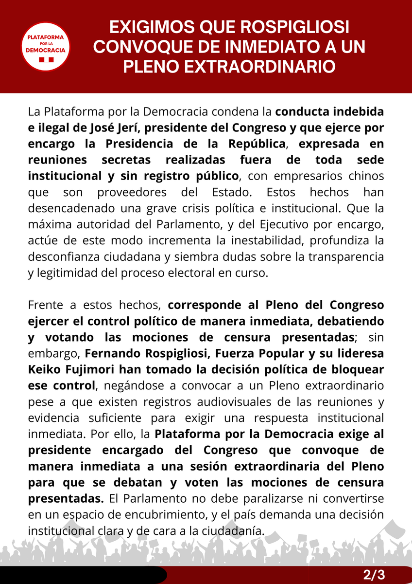 PlataformaXLademocracia Perú tweet media