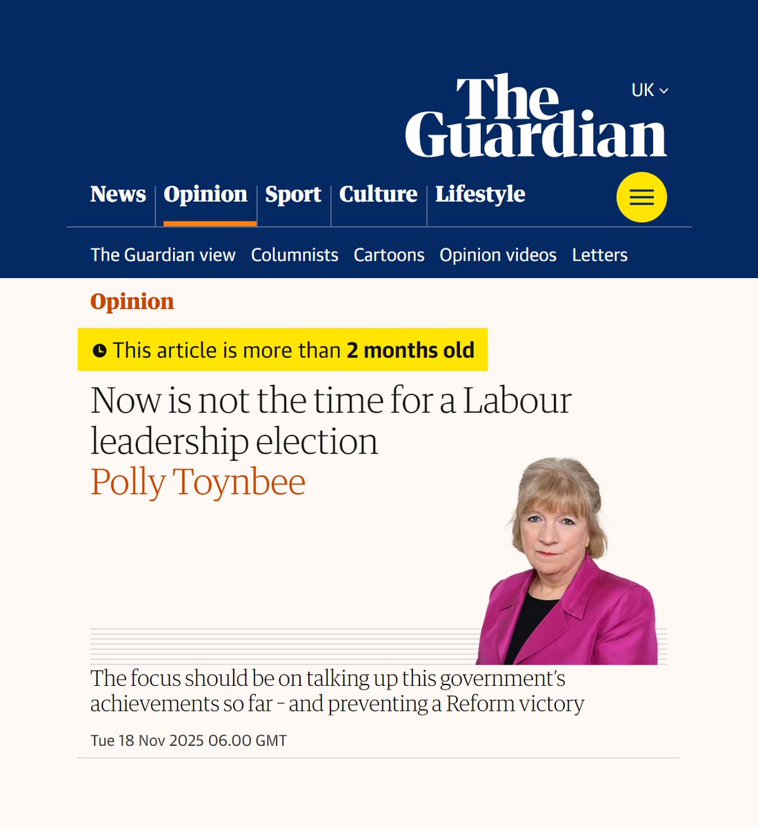 plutotlabarbie's tweet image. How to go from "We must give Starmer a chance to turn things around" to "We must throw Starmer into a burning skip" in less than 3 months, without ever having been wrong at any point, by Polly Toynbee.