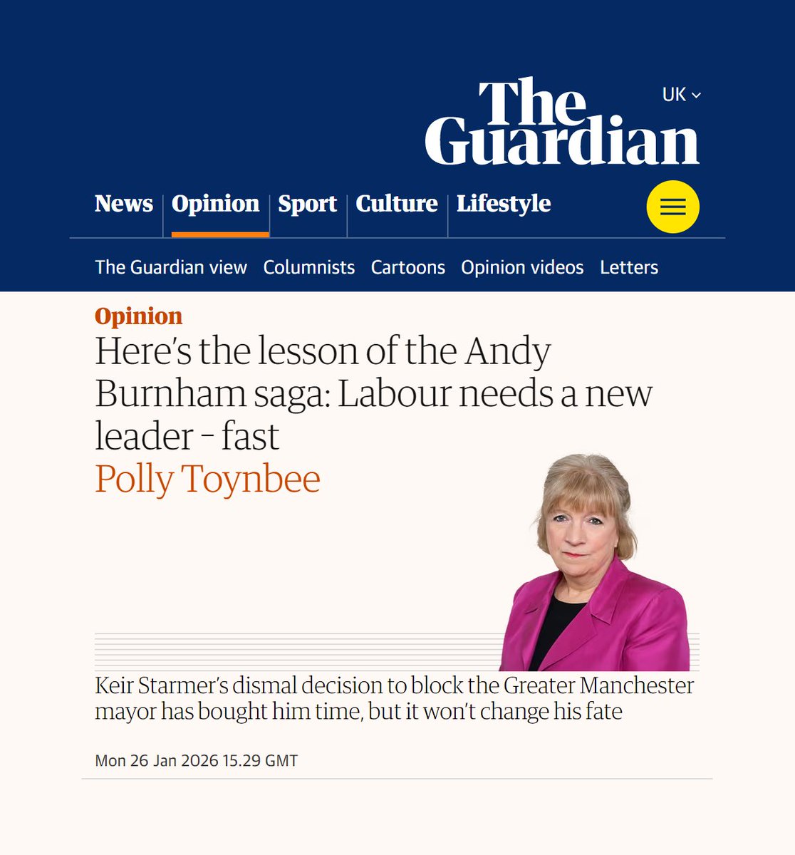 plutotlabarbie's tweet image. How to go from "We must give Starmer a chance to turn things around" to "We must throw Starmer into a burning skip" in less than 3 months, without ever having been wrong at any point, by Polly Toynbee.