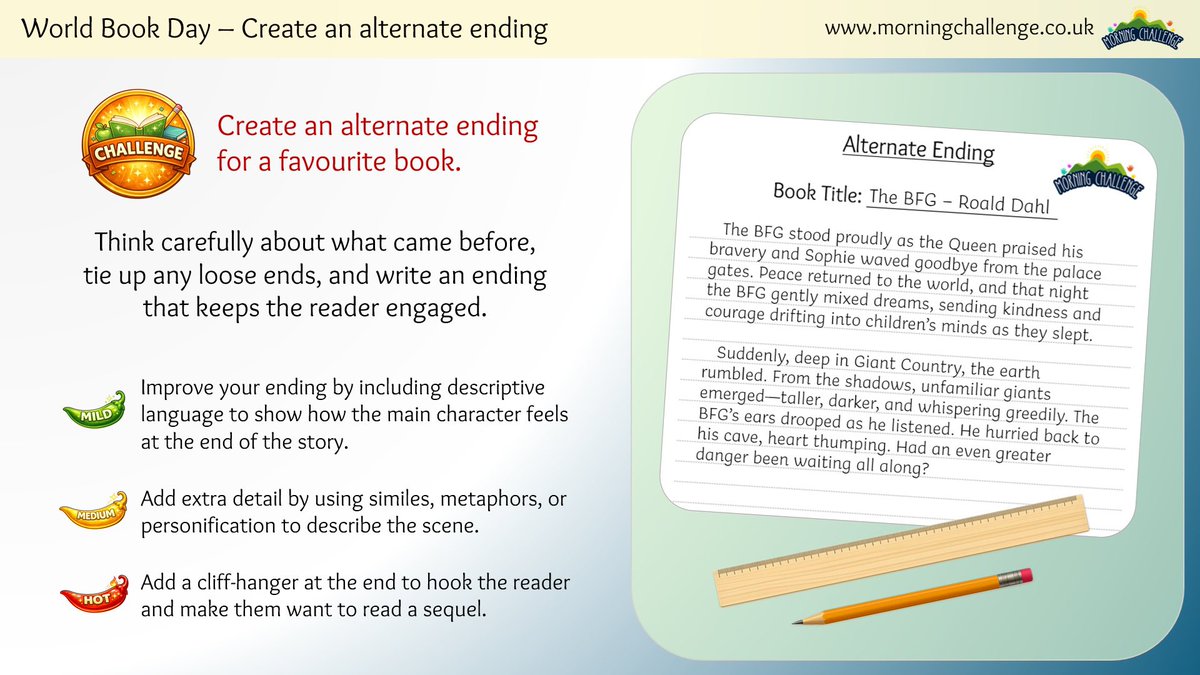 Completely FREE 🆓 World Book Day activities now live for primary teachers! No catch, just create a free account if you don’t already have one. Help yourselves and please share - morningchallenge.co.uk/worldbookdayre…