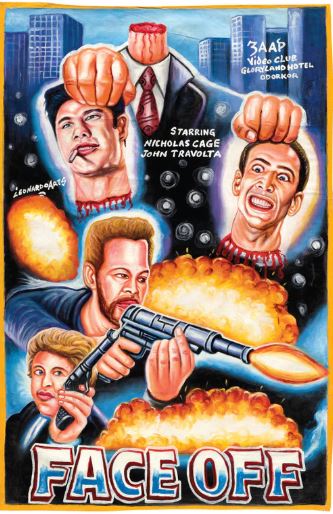 FilmsQuirky's tweet image. #AfricanFilmPoster #GhanaFilmPoster      
In Ghana 🇬🇭 when posters can't be imported, local artists will bootleg them to the best of their abilities.

#FaceOff (1997)
FBI agent takes identity of criminal who murdered his son via facial transplant surgery but the crook wakes up.