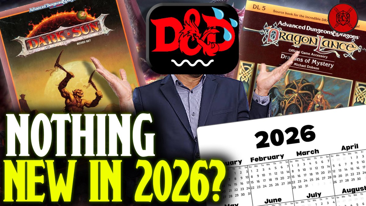 Why is #dnd banking it's entire first chunk of 2026 on old 3rd Party releases...and when could we finally see any Dark Sun or Dragonlance announcements? We're breaking down this unusual 2026 release roadmap! 
(Link In Replies⬇️)