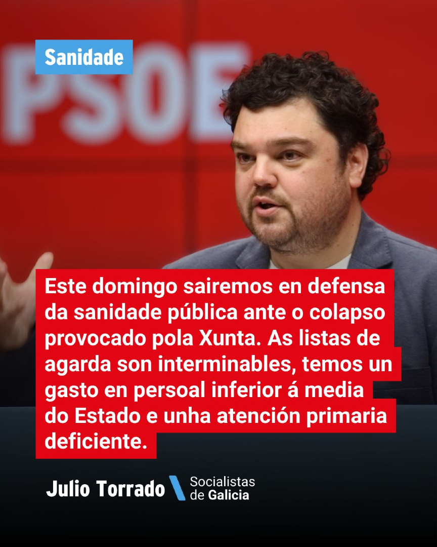 #Sanidade ❌ A sanidade pública en Galicia non falla por casualidade.

Falla porque Rueda decidiu normalizar as listas de espera, precarizar aos profesionais e mirar para outro lado mentres a xente agarda meses por atención médica.

🌹 As e os socialistas sairemos este domingo á
