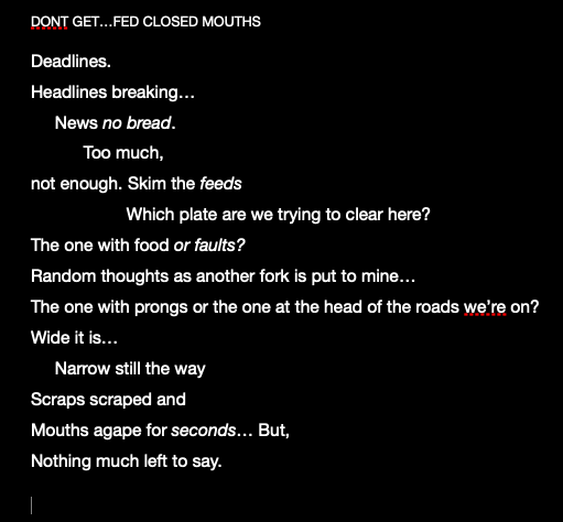 N8TURESGRAFFITI's tweet image. #mouthwatchINK #abstractINK #thINKingoutloud #wellfed #tableit #creativejuicer #riddleMEpoetry #narrowistheway #n8turesgraffiti #thoughtengineer #wordetry #closedmouths #dontgetfed