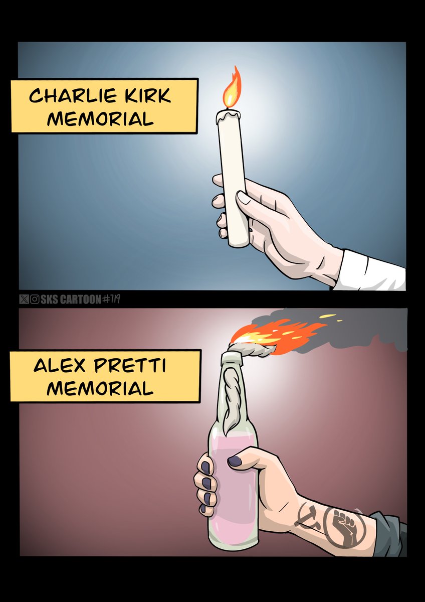 skscartoon's tweet image. The difference of the right and the left in a nutshell