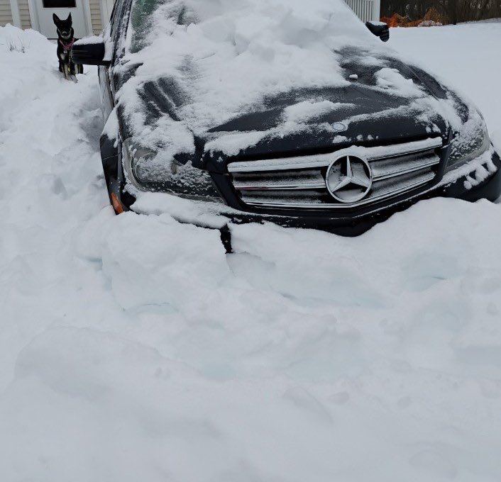 CitygirlJ's tweet image. The #Benz is buried 

#snowstorm #Snowstorm2026 p.s. has anybody seen mah dog 😂😂😂 #snow #GERMANSHEPHERD #MEGANDI #JULIANAJONES 💋💋💕👍#citygirl