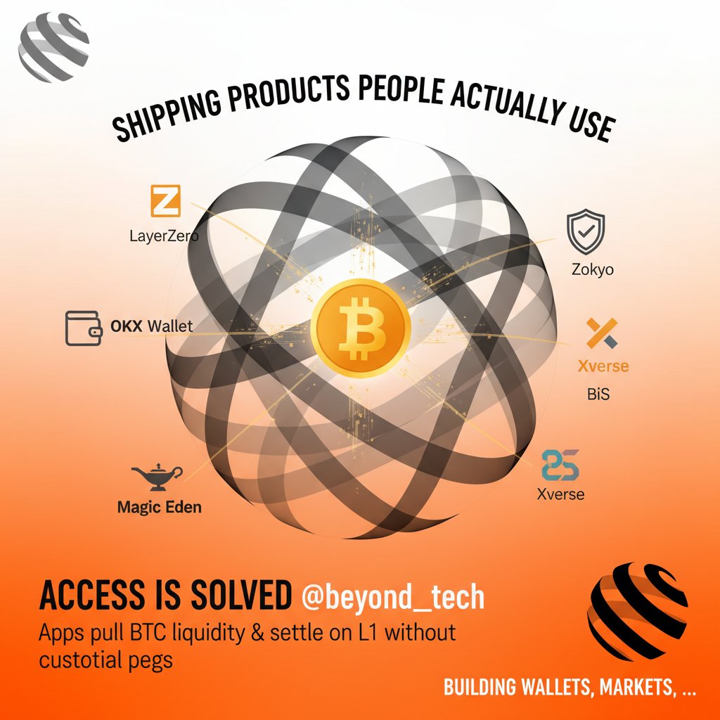 Feels like the conversation is finally shifting from building new chains to  shopping products people actually use. That only happens when access is  solved @beyond__tech is quietly clearing that layer for Bitcoin: