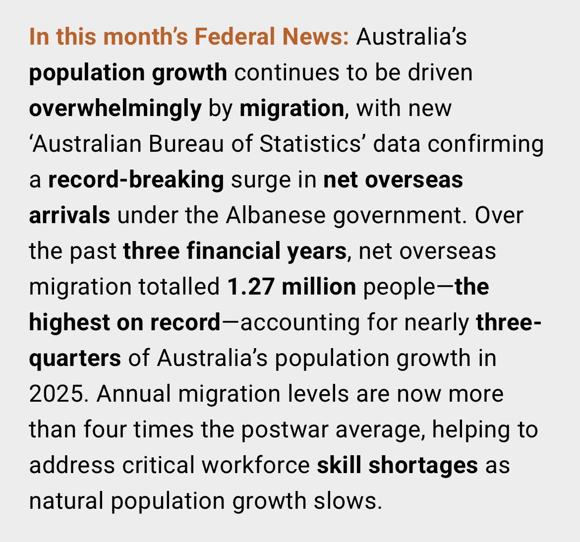 MadsMelbourne's tweet photo. ABS data reveals that the Albanese Labor government has welcomed 1.27 MILLION migrants to Australia in the last THREE years! 

In 2025 the annual intake of migrants totalled 305,569

Meanwhile, Australians have experienced the sharpest decline in living standards in the world these past few years. Wonder why that would be? 🤔