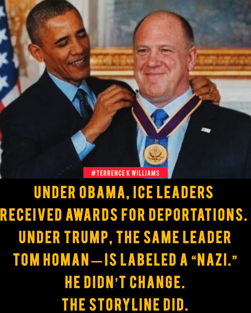 Under Obama, ICE leaders received awards for deportations.

Under Trump, the same leader—Tom Homan—is labeled a “Nazi.”

He didn’t change.

The storyline did.