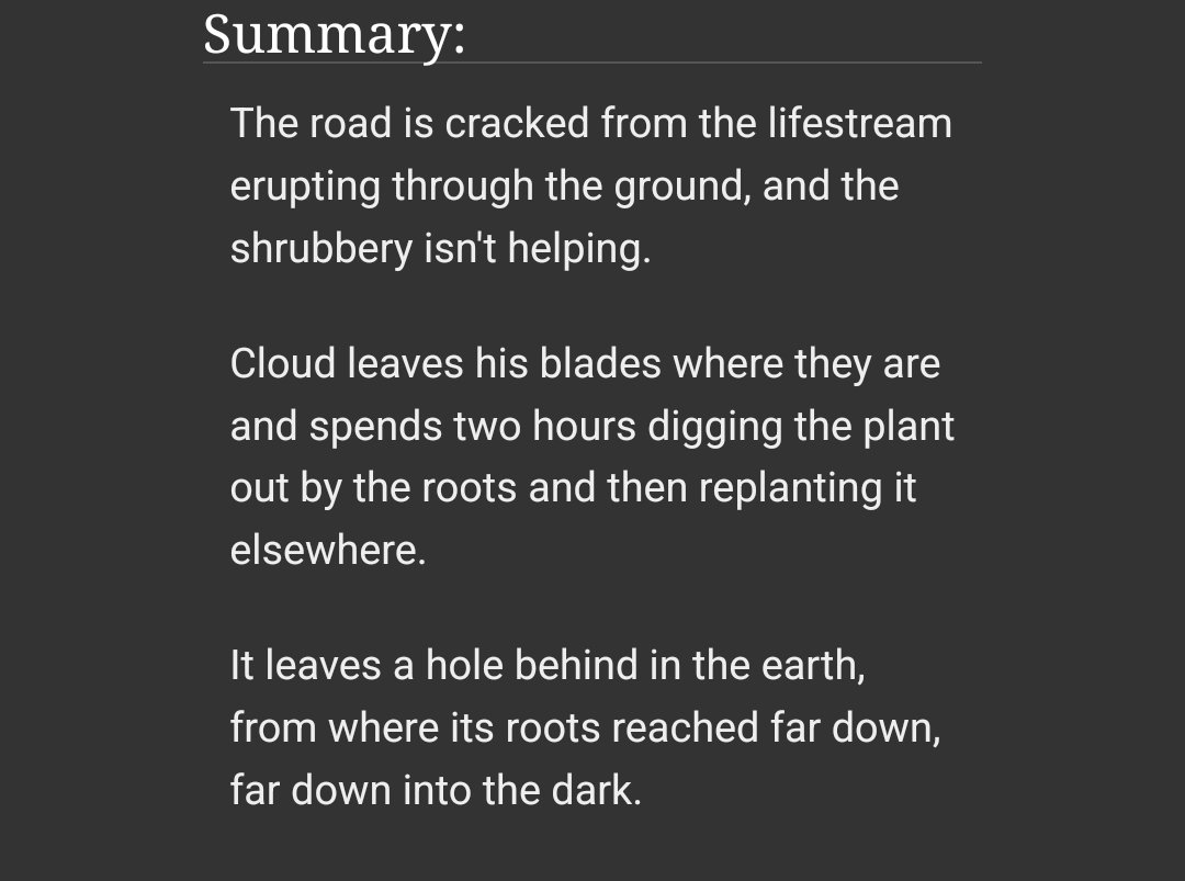 Hollow Body ║ a post-advent children fic, written for #SefikuraWeek 2026, for the Day 2 prompt "nature." 
⚠️check tags before reading⚠️
archiveofourown.org/works/78370896
#sefikura